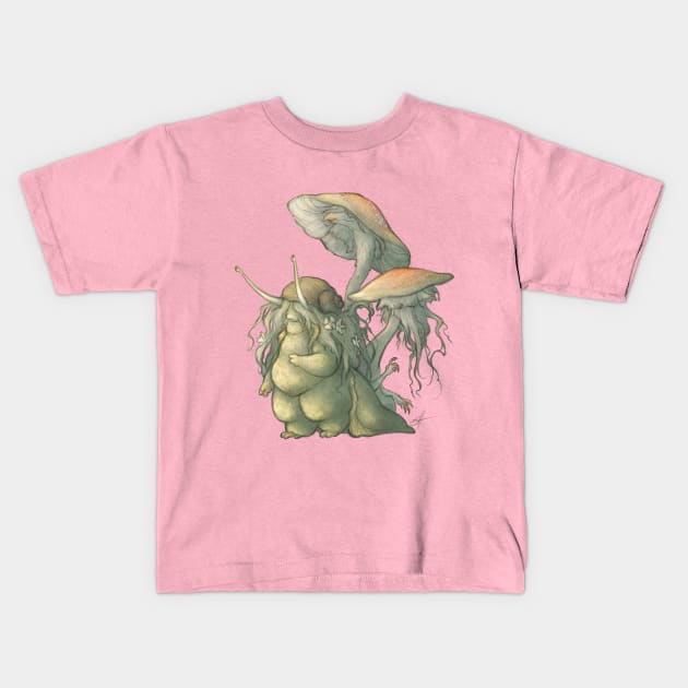 Snail and Mushroom Changelings Kids T-Shirt by SelkieIngenue